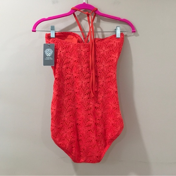 New Vince Camuto Swim Tangerine Orange One Piece SwimSuit Swimwear Size 10 - Picture 4 of 7